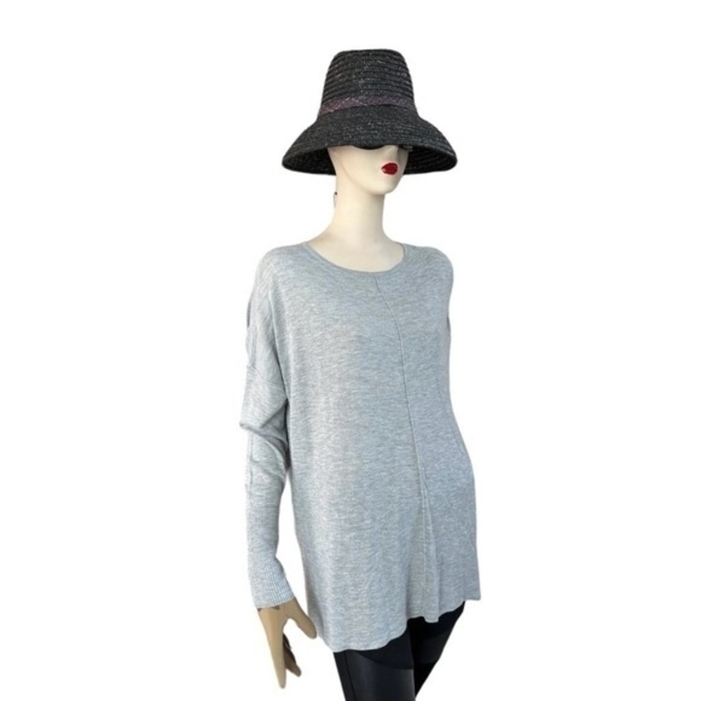 H&M Women's Light Grey Pullover Sweater Size M Crew Neck Drop Shoulder Casual VG - Picture 7 of 10